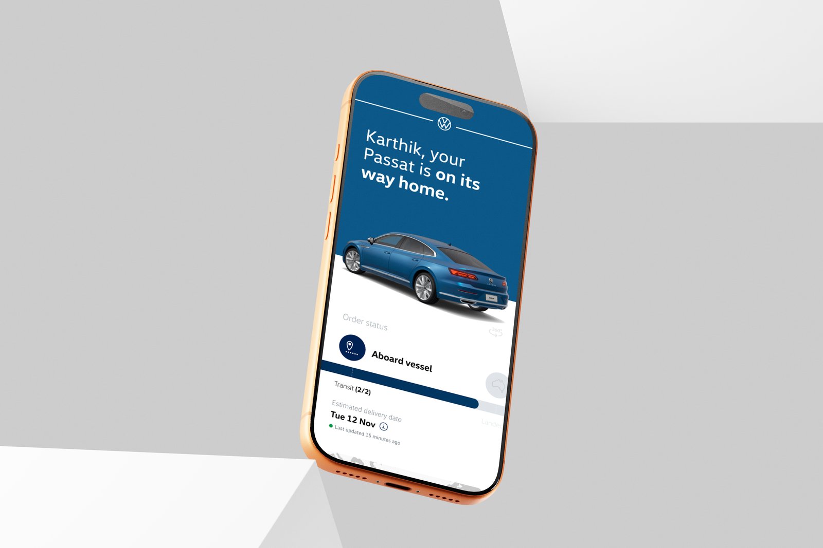 VW Track My Vehicle live shipment tracking interface